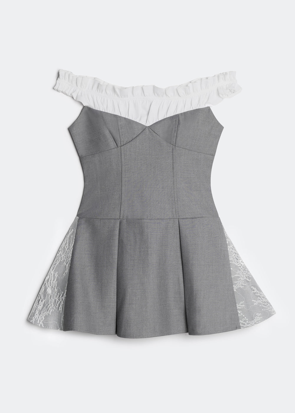 LETREND WOMEN'S PLEATED OFF‑SHOULDER DRESS – GREY