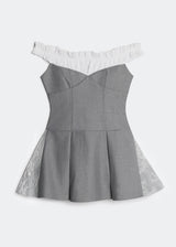 LETREND WOMEN'S PLEATED OFF‑SHOULDER DRESS – GREY