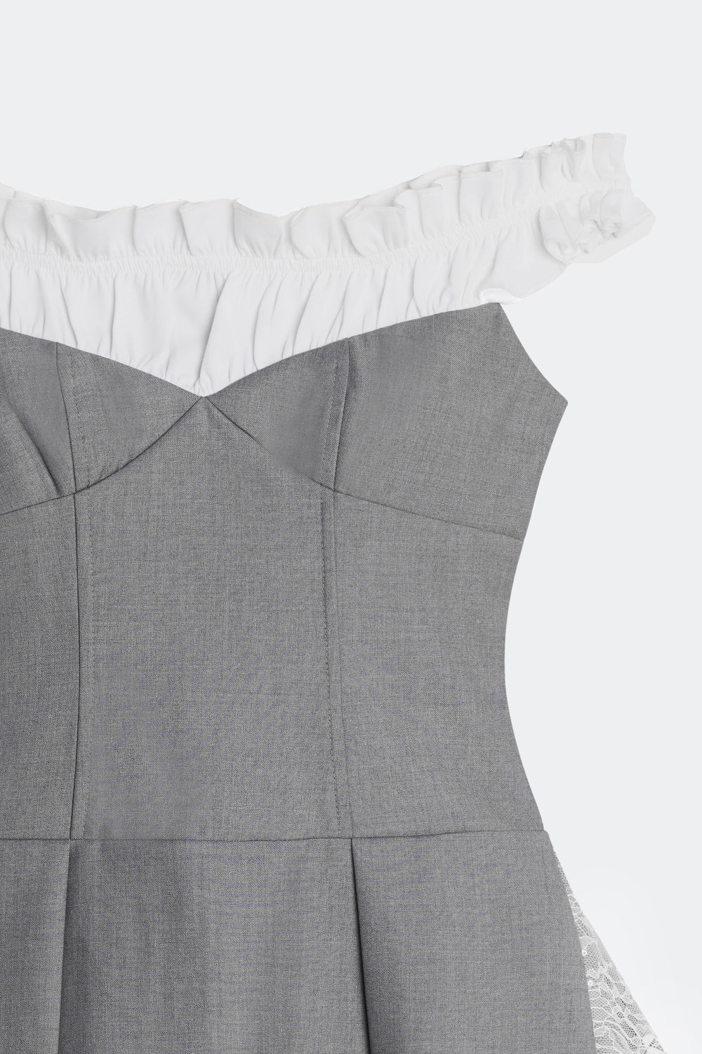 LETREND WOMEN'S PLEATED OFF‑SHOULDER DRESS – GREY
