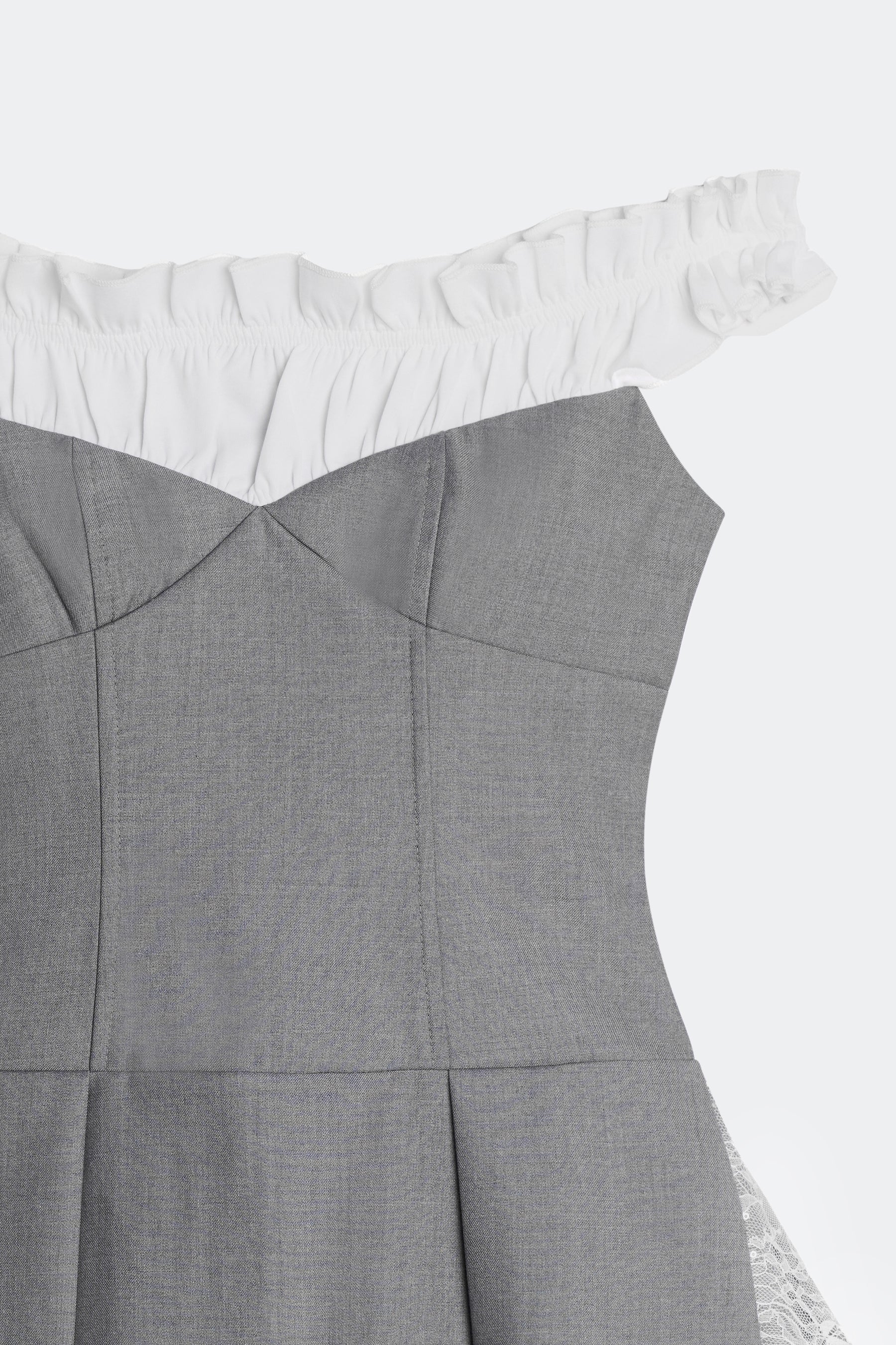 LETREND WOMEN'S PLEATED OFF‑SHOULDER DRESS – GREY