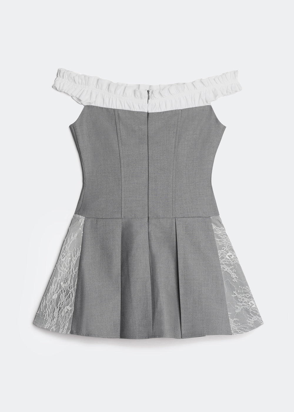 LETREND WOMEN'S PLEATED OFF‑SHOULDER DRESS – GREY