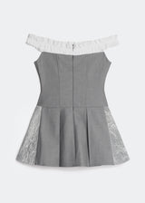 LETREND WOMEN'S PLEATED OFF‑SHOULDER DRESS – GREY