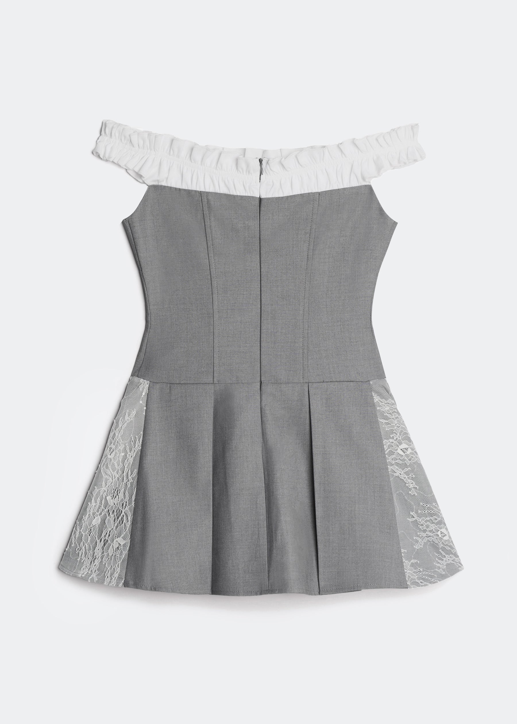 LETREND WOMEN'S PLEATED OFF‑SHOULDER DRESS – GREY