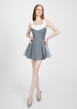LETREND WOMEN'S PLEATED OFF‑SHOULDER DRESS – GREY