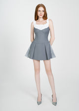 LETREND WOMEN'S PLEATED OFF‑SHOULDER DRESS – GREY