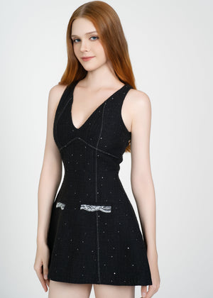 LETREND WOMEN'S A-LINE TWEED DRESS – BLACK
