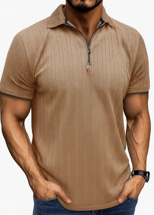 Letrend Textured Quarter-Zip Polo Shirt