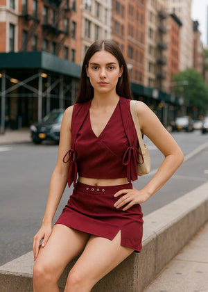 Letrend Burgundy Tie Croptop