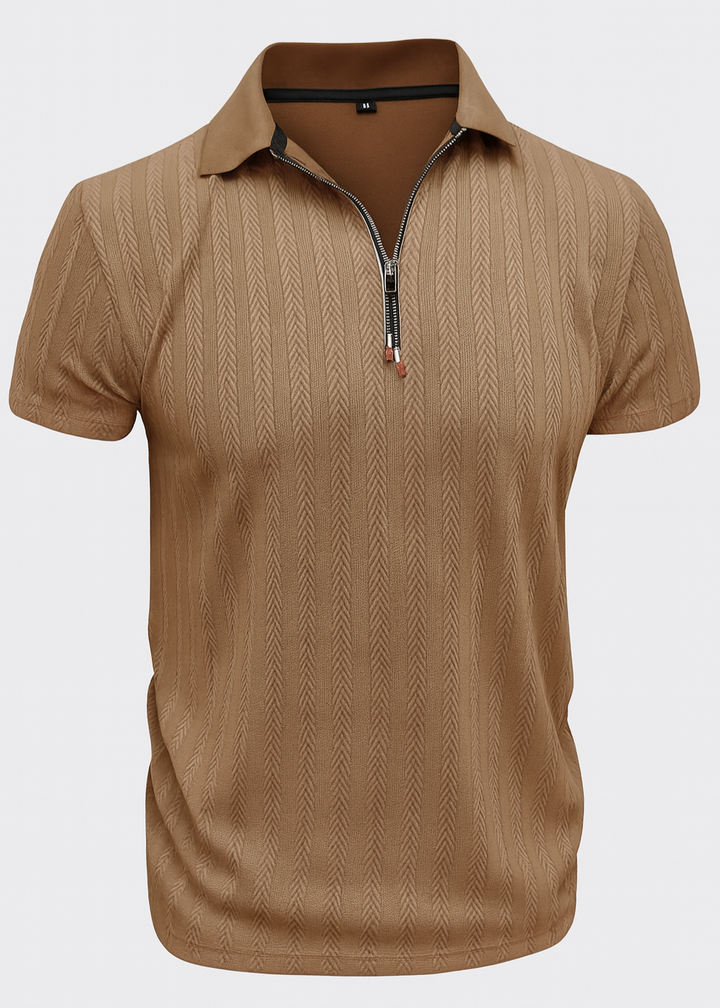Letrend Textured Quarter-Zip Polo Shirt
