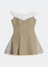 LETREND WOMEN'S PLEATED OFF‑SHOULDER DRESS – BEIGE
