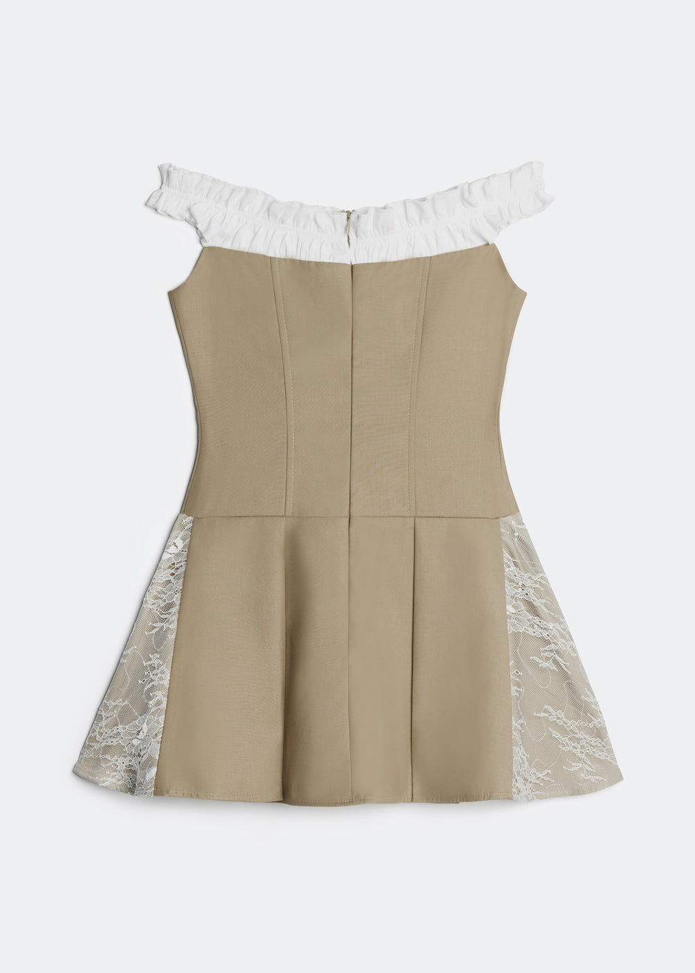 LETREND WOMEN'S PLEATED OFF‑SHOULDER DRESS – BEIGE