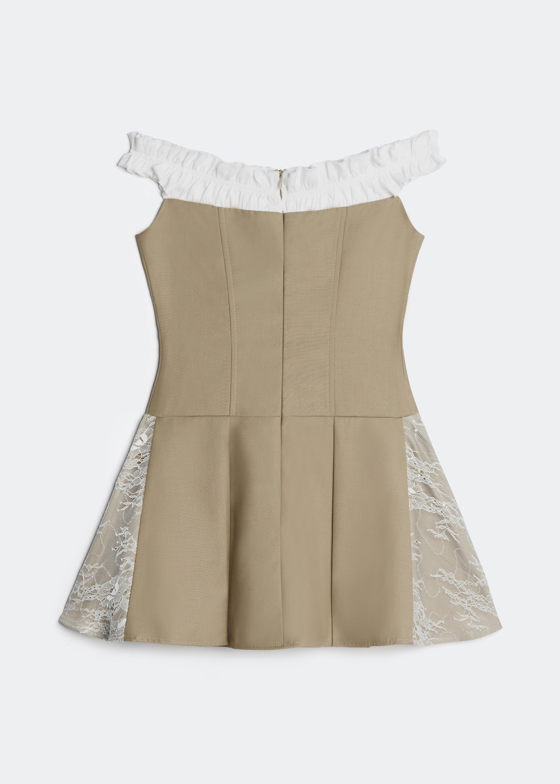 LETREND WOMEN'S PLEATED OFF‑SHOULDER DRESS – BEIGE