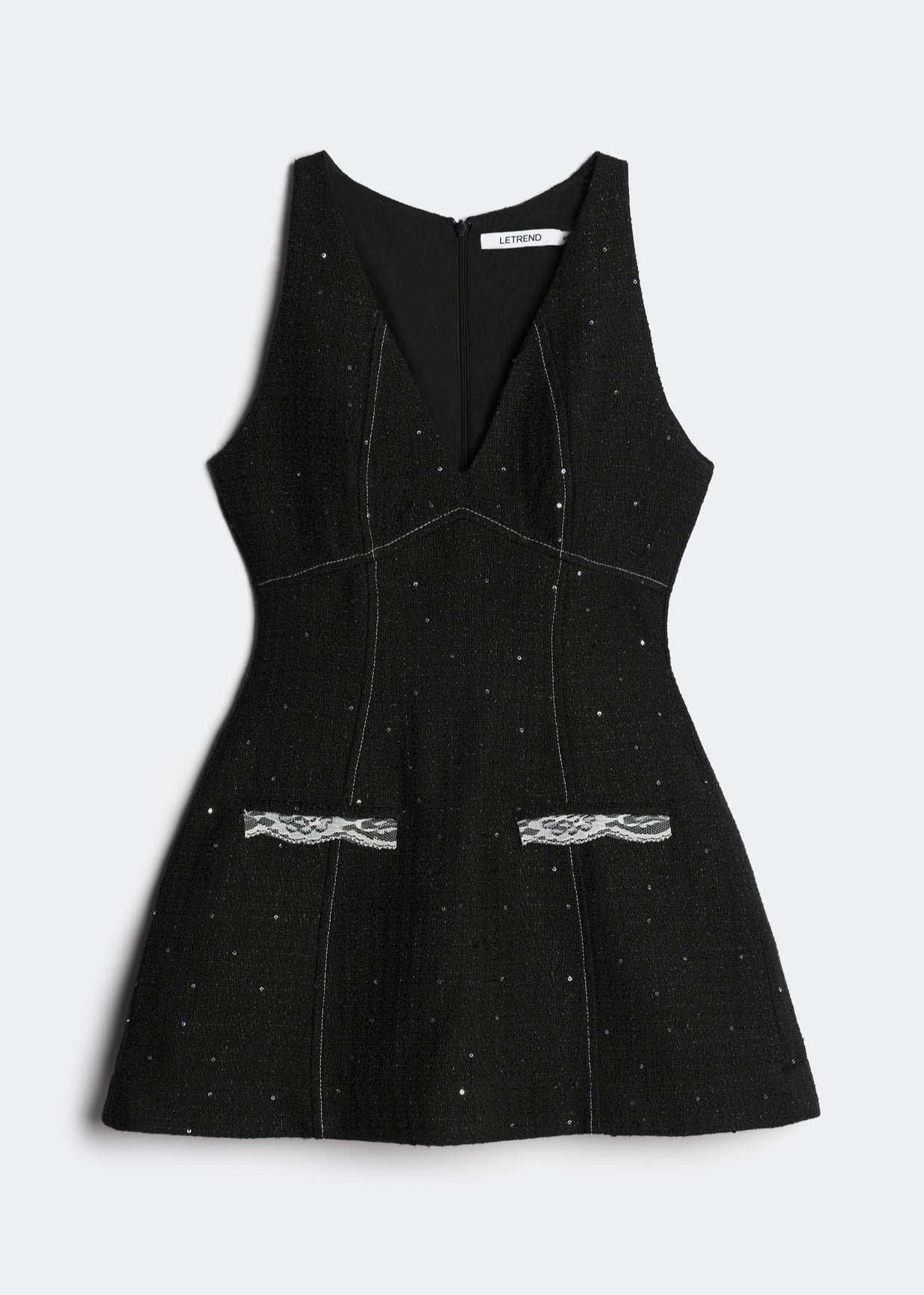 LETREND WOMEN'S A-LINE TWEED DRESS – BLACK