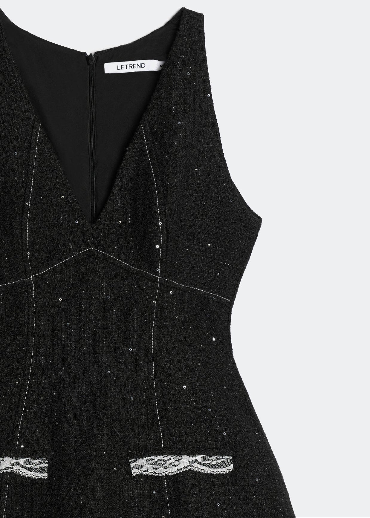 LETREND WOMEN'S A-LINE TWEED DRESS – BLACK