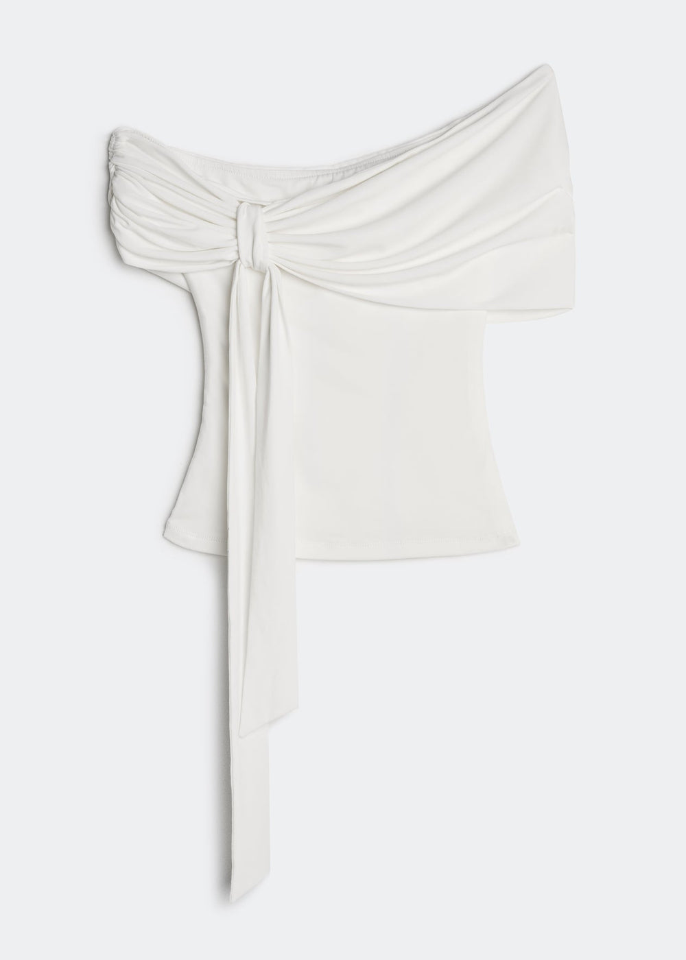 Letrend Ivory One-Shoulder Knot Top