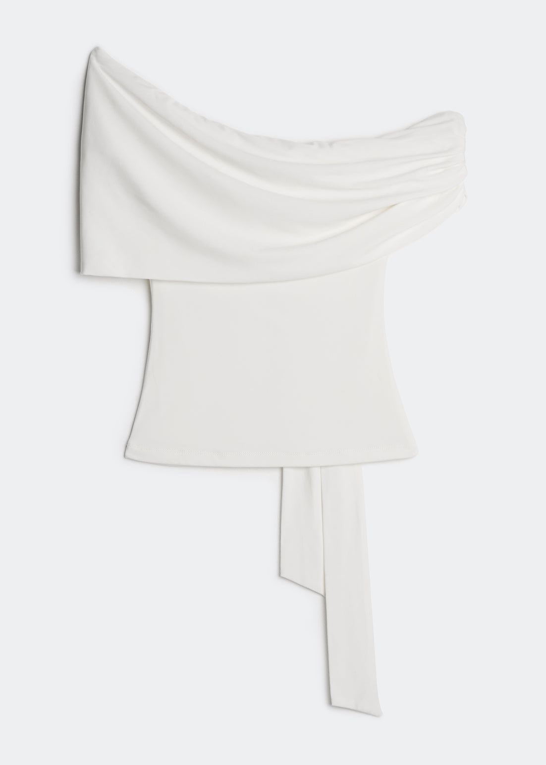 Letrend Ivory One-Shoulder Knot Top