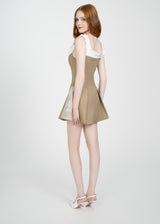 LETREND WOMEN'S PLEATED OFF‑SHOULDER DRESS – BEIGE