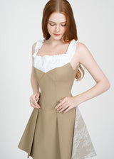 LETREND WOMEN'S PLEATED OFF‑SHOULDER DRESS – BEIGE