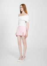 Letrend Ivory One-Shoulder Knot Top