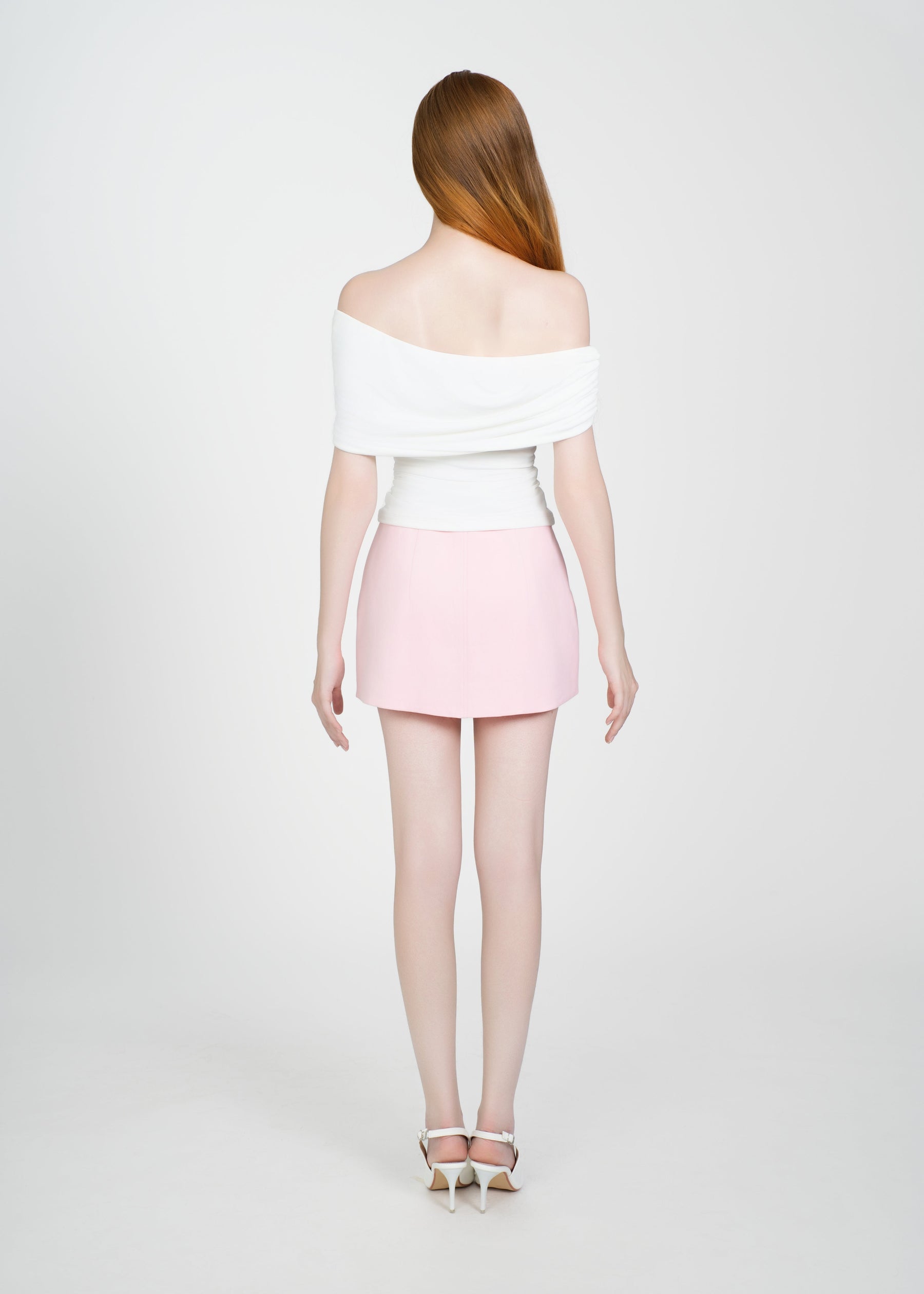 Letrend Ivory One-Shoulder Knot Top