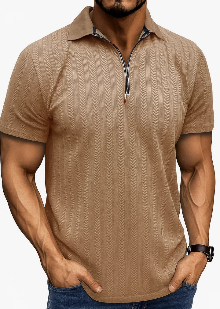 Letrend Textured Quarter-Zip Polo Shirt