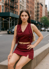 Letrend Burgundy Tie Croptop