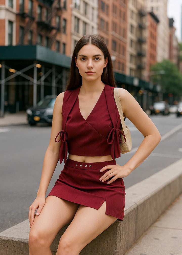 Letrend Burgundy Tie Croptop